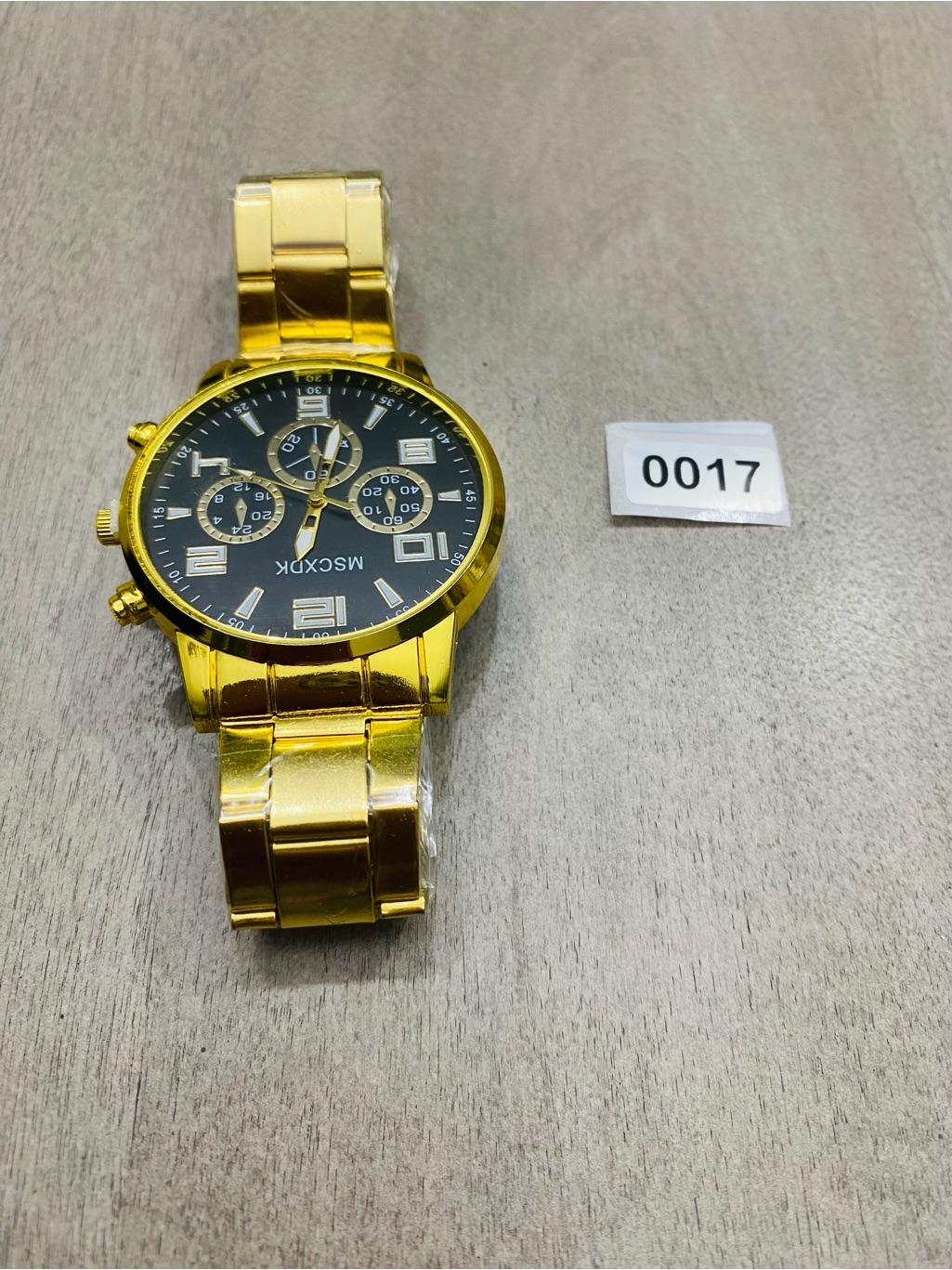 Gold Mens Chronograph Watch With Black Dial